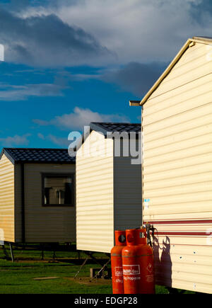 Roulotte statiche su un sito per le vacanze a Berwick upon Tweed in Northumberland England Regno Unito Foto Stock