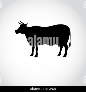 Silhouette grafiche di una vacca su sfondo bianco Foto Stock