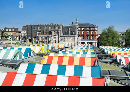 Mercato di Norwich e Guildhall Norfolk Inghilterra Foto Stock