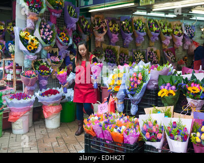 Hong Kong - mercato dei fiori a Mong Kok Foto Stock