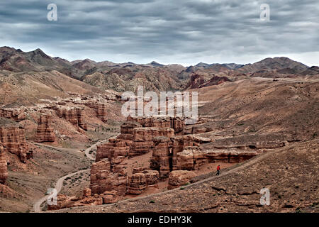 Sharyn River Canyon, anche Charyn Canyon, vicino a Almaty, Kazakhstan Foto Stock