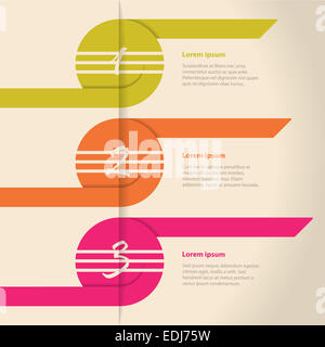 Curling frecce di colore ed infografico design su sfondo chiaro Foto Stock