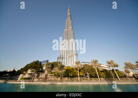 Il Burj Khalifa, Dubai, Emirato di Dubai, Emirati Arabi Uniti, Asia Foto Stock