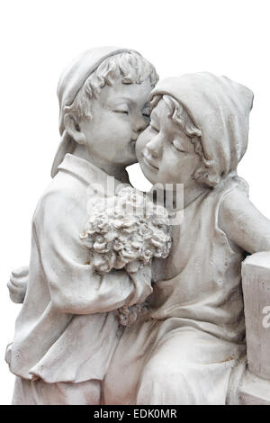 Statua di boy tenere fiore e baciare la ragazza ( cucciolo amore ) Foto Stock