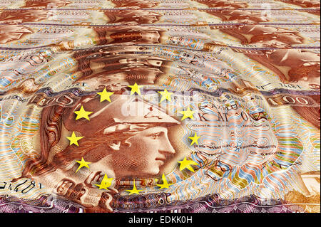 Banconota da Grecia, 100 dracme dal 1978 con segno dell'UE, immagine simbolica Foto Stock