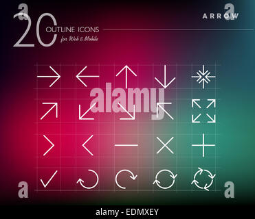 Linea di freccia set di icone per il web e mobile app. EPS10 file vettoriale organizzati in strati per operazioni di editing semplici. Foto Stock