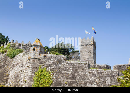 Il Castello di Monterreal, Baiona, Galizia, Spagna Foto Stock