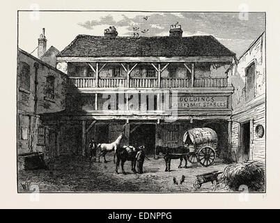 GRAY'S INN LANE, il vecchio Black Bull Inn, Londra, Regno Unito, xix secolo incisione Foto Stock