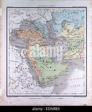 Asia occidentale o Ovest Asia, atlas da Th. von Liechtenstern e Henry Lange, antichi mappa 1869 Foto Stock