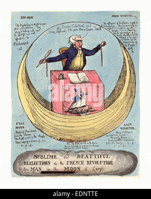Sublime e belle riflessioni sulla rivoluzione francese, o l'uomo della luna a grandi, incisione 1790, Edmund Burke Foto Stock
