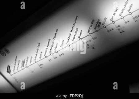 Piano d la linea 1 della metropolitana di Parigi Foto Stock