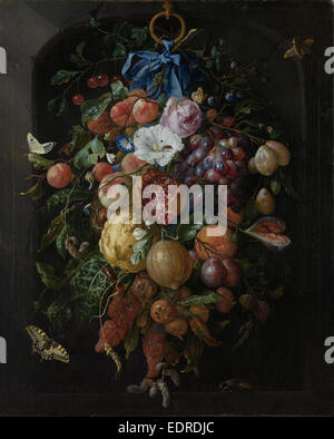 Festone di fiori e frutti, Jan Davidsz de Heem, 1660 - 1670 Foto Stock