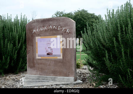 Prima flotta; Australia; 1788; Memorial Gardens; Wallabadah; NSW; Nuovo Galles del Sud; il trasporto barca Alexander. Foto Stock