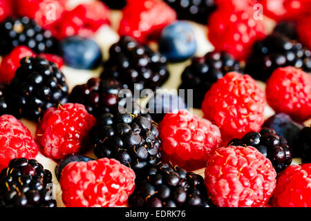 Berry e crostata di mascarpone Foto Stock
