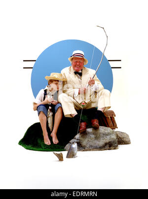 Nonno e nipote la pesca Foto Stock