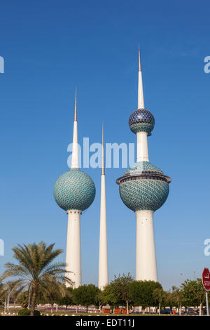 Il Kuwait Towers - il miglior punto di riferimento noto di Kuwait City Foto Stock