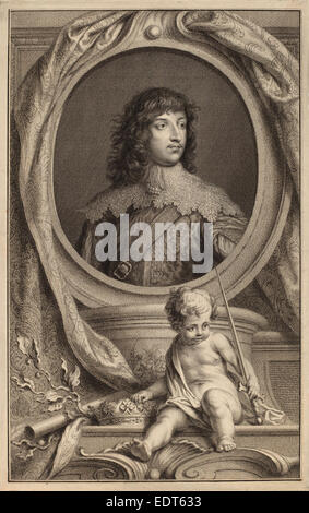 Jacobus Houbraken dopo Sir Anthony van Dyck (Olandese, 1698 - 1780), William Russell, primo duca di Bedford, di attacco e di incisione Foto Stock