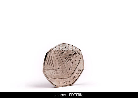 British 50 pence Coin Foto Stock