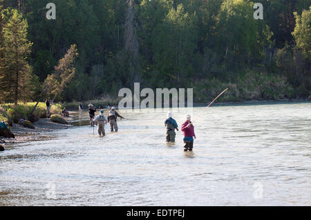 Pesca sul fiume Kasilof sulla Kenai Penninsula. Foto Stock