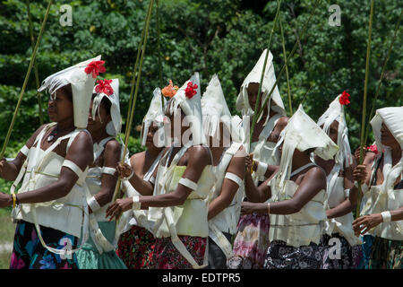 La Melanesia, Makira-Ulawa Provincia, Isole Salomone, isola di Owaraha o Owa Raha (precedentemente noto come Santa Ana), villaggio di Gupun Foto Stock