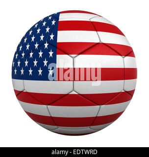 3D render di palloni da calcio con usa bandiere nazionali Foto Stock