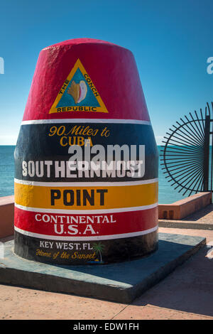 Marker al punto più meridionale in America, Key West, Florida, Stati Uniti d'America Foto Stock