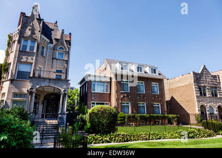 Chicago, Illinois, South Side, South Woodlawn Avenue, case, case, palazzi, IL140907030 Foto Stock