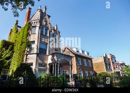 Chicago, Illinois, South Side, South Woodlawn Avenue, case, case, palazzi, IL140907031 Foto Stock