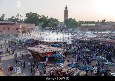 Jeema el Fna a Marrakech, Marocco. Foto Stock