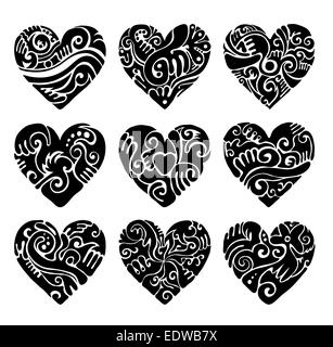 Vettore cuori tribali Foto Stock