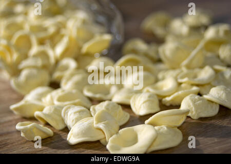 Gustose specialità italiane: orecchiette pasta tipica della Puglia Foto Stock