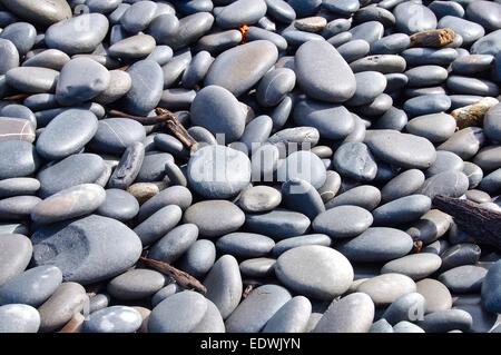 Disco ciottoli closeup sulla spiaggia Foto Stock