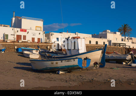 Las Negras, barche da pesca, Cabo de Gata, Riserva della Biosfera, Cabo de Gata-Nijar Almeria. Foto Stock