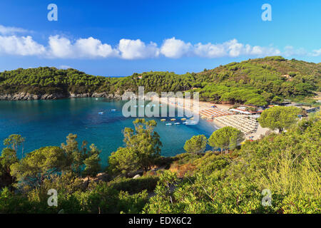Vista estiva di Fetovaia mare isola d'Elba, Italia Foto Stock