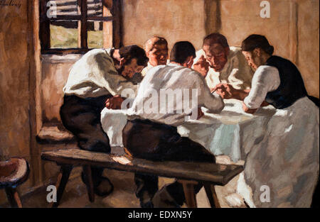 Il pranzo 1910 Albin Egger Lienz ( 1868 - 1926), pittore austriaco Austria ( la composizione dei Mangiatori di Patate di Vincent van Gogh ) Foto Stock