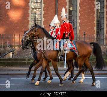 I soldati della guardia reggimento ussaro a cavallo, Copenhagen, Danimarca Foto Stock