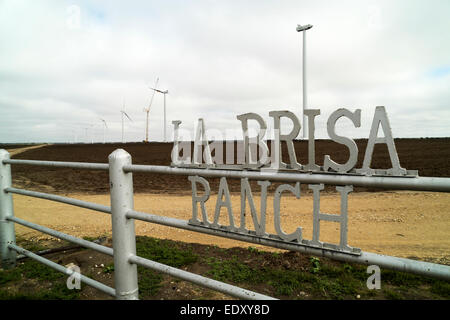 Un generatore eolico farm essendo costruita sul La Brisa Ranch appena a nord di La Grulla, Texas nei pressi del Fiume Rio Grande. Foto Stock