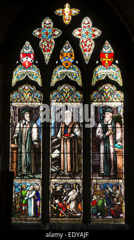 Ridley, Cranmer e Latimer vetrate, la chiesa di Santa Maria, melton mowbray, leicestershire, England, Regno Unito Foto Stock