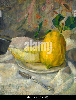 Il francese del XIX secolo, melone e limone, c. 1900, olio su tela su legno Foto Stock