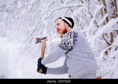 Lumberjack ax altalene Foto Stock