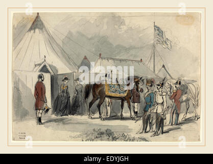 Constantin Guys, francese (1805-1892), la Regina, acquerello e grafite su carta intessuta Foto Stock