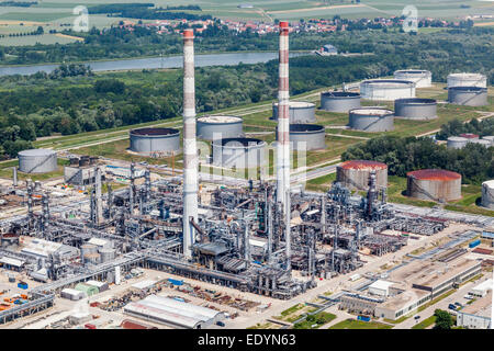 Vista aerea, EON power plant Irsching sul Danubio, Vohburg, Baviera, Germania Foto Stock