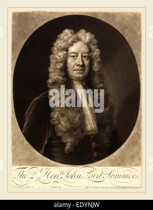 John Smith dopo Jonathan Richardson, Suor (attivo inizi del XIX secolo), John Lord Sommers, 1713, mezzatinta su cui la carta Foto Stock