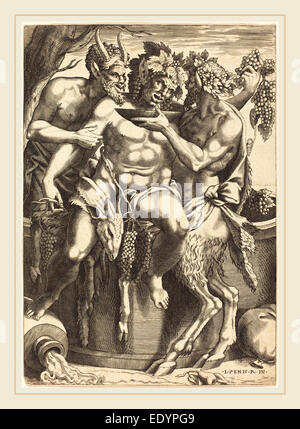 René Boyvin dopo Luca Penni, francese (c. 1525-c. 1625), SILENUS, incisione Foto Stock