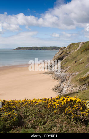 Regno Unito Galles, Swansea, Gower, Three Cliffs Bay, grande Tor e Oxwich punto Foto Stock