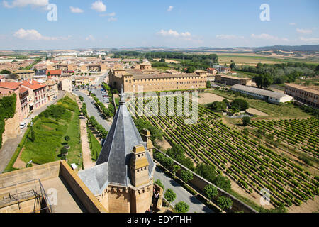 Palacio de los Reyes de Navarra de Olite ("Palazzo dei Re di Navarra di Olite") o Castillo de Olite ("castello di Olite") Foto Stock