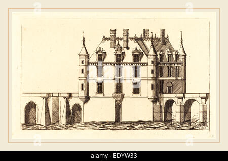 Charles Meryon dopo Jacques Androuet Ducerceau I, francese (1821-1868), Chateau de Chenonceau, 1re planche Foto Stock
