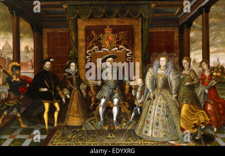 Una Allegoria del Tudor successione: La Famiglia di Henry VIII Allegoria del Tudor successione (La Famiglia di Henry VIII) Foto Stock