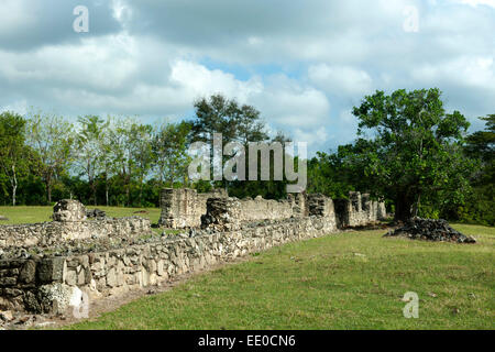 Dominikanische Republik, Südwesten, Boca de Nigua, Ortsteil Villa Maria, Grundmauern der Zuckerfabrik des Diego Caballero Foto Stock