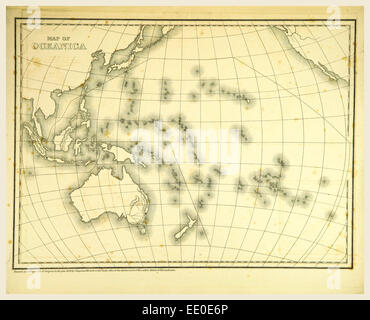 Mitchell del Atlante di mappe di contorno, mappa di Oceanica, xix secolo incisione, Oceania Foto Stock